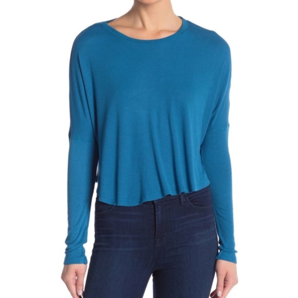 Abound Blue Long Sleeve Ribbed Top P1